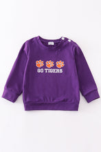 Load image into Gallery viewer, Puprle go tigers embroidery boy top