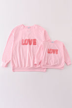 Load image into Gallery viewer, Pink valentine's day love french knot mom&me top