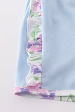 Load image into Gallery viewer, Purple hydragena print smocked girl set