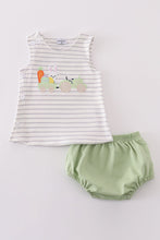 Load image into Gallery viewer, Easter stripe bunny applique boy bloomer set
