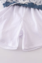 Load image into Gallery viewer, Blue stripe anchor print dad swim trunks