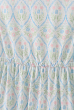 Load image into Gallery viewer, Blue delicate floral print mom dress