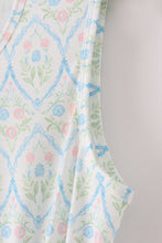 Load image into Gallery viewer, Blue delicate floral print mom dress