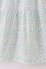 Load image into Gallery viewer, Blue delicate floral print mom dress