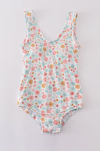Load image into Gallery viewer, Minty floral bloom print mom swimsuit