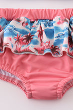 Load image into Gallery viewer, Beach palm print 2pc girl swimsuit