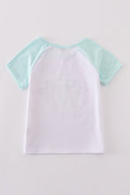 Load image into Gallery viewer, White cross he is risen glitter embroidery mom&me top
