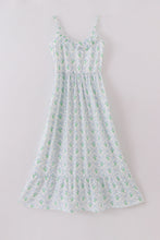 Load image into Gallery viewer, Green leaves bow print mom&me dress