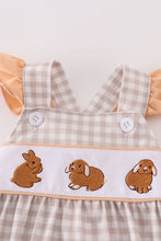 Load image into Gallery viewer, Tan easter bunny embroidery girl bubble