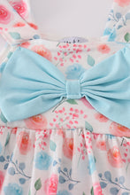 Load image into Gallery viewer, Blue floral print bow bloomer set