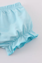 Load image into Gallery viewer, Blue floral print bow bloomer set