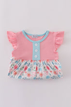Load image into Gallery viewer, Pink floral print ruffle set