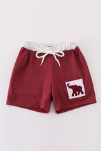 Load image into Gallery viewer, Maroon elephant embroidery swim trunks