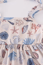 Load image into Gallery viewer, Blue ocean breeze shells print mom&me dress