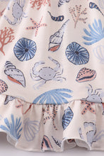 Load image into Gallery viewer, Blue ocean breeze shells print mom&me dress
