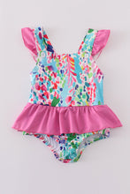 Load image into Gallery viewer, Rainbow garden print one-piece swimsuit