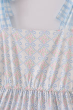 Load image into Gallery viewer, Plaid floral bow print mom tiered dress