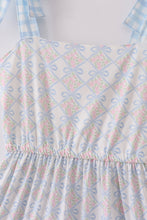 Load image into Gallery viewer, Plaid floral bow print mom tiered dress