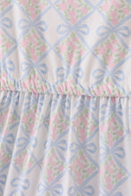 Load image into Gallery viewer, Plaid floral bow print mom tiered dress