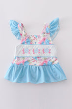 Load image into Gallery viewer, Blue floral embroidery one-piece swimsuit