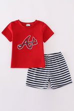Load image into Gallery viewer, Red Atlanta Applique Shorts Set