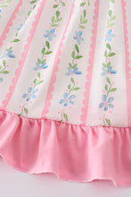 Load image into Gallery viewer, Pink floral print girl ruffle dress