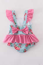 Load image into Gallery viewer, Rosebud bliss print smocked girl one-piece swimsuit