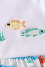 Load image into Gallery viewer, Blue marine creature embroidery dress