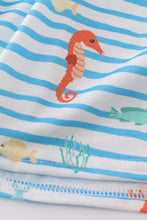 Load image into Gallery viewer, Blue marine creature embroidery dress