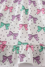Load image into Gallery viewer, Pink bow embroidery ruffle dress