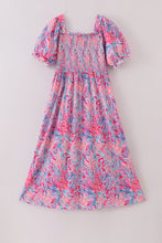 Load image into Gallery viewer, Pink coral reef smocked ruffle dress