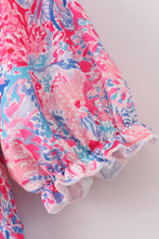 Load image into Gallery viewer, Pink coral reef smocked ruffle dress