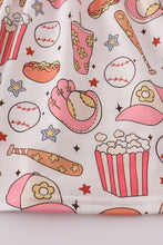 Load image into Gallery viewer, Pink baseball print gingham ruffle shorts set