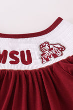 Load image into Gallery viewer, Mississippi MSU embroidery smocked gingham ruffle set