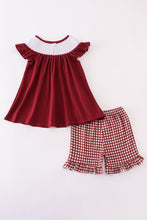 Load image into Gallery viewer, Mississippi MSU embroidery smocked gingham ruffle set