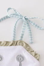 Load image into Gallery viewer, Green farm windmill embroidery ruffle shorts set