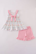 Load image into Gallery viewer, Tea floral bow ruffle shorts set
