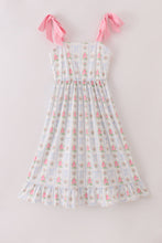 Load image into Gallery viewer, Tea floral bow ruffle women dress