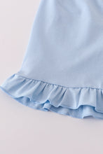 Load image into Gallery viewer, Blue floral bow print ruffle shorts set