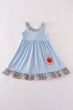 Load image into Gallery viewer, Blue apple floral applique ruffle dress