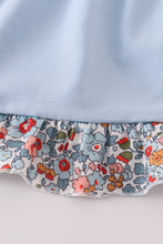 Load image into Gallery viewer, Blue apple floral applique ruffle dress