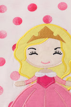 Load image into Gallery viewer, Pink character applique dot romper