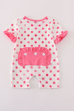 Load image into Gallery viewer, Pink character applique dot romper