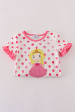 Load image into Gallery viewer, Pink character applique dot romper