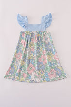 Load image into Gallery viewer, Blue floral print ruffle dress