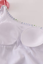 Load image into Gallery viewer, Floral stripe bow swimsuit -Adult UPF50+