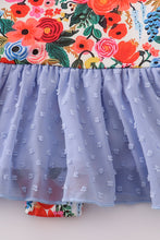 Load image into Gallery viewer, Blue floral swiss dot leotard