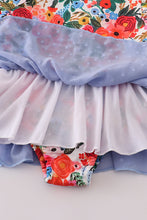 Load image into Gallery viewer, Blue floral swiss dot leotard