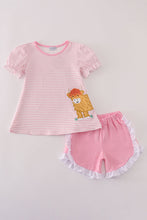 Load image into Gallery viewer, Pink stripe buffalo applique ruffle shorts set