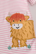 Load image into Gallery viewer, Pink stripe buffalo applique ruffle shorts set